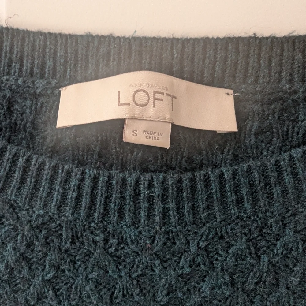 Loft Women's Cable Knit Sweater Dress, Dark Green, Size Small - Picture 3 of 7